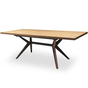 MASA DINING EXTENSIBILA PATRICK, STEJAR/NEGRU, 160/220 CM, BLAT DIN MDF SI PICIOARE DIN METAL, STIL MODERN, ATR - Img 2