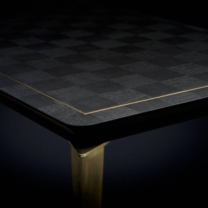 MASA DINING GAMBIT, 220 CM, NEGRU/AURIU MAT, BLAT DIN LEMN SI PICIOARE DIN METAL, STIL MODERN, ATR - Img 2