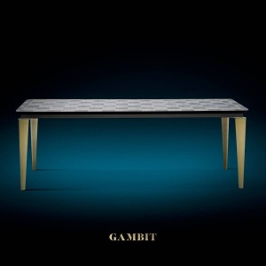 MASA DINING GAMBIT, 220 CM, NEGRU/AURIU MAT, BLAT DIN LEMN SI PICIOARE DIN METAL, STIL MODERN, ATR - Img 8