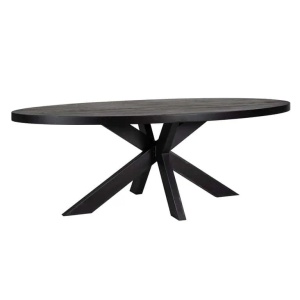 MASA DINING OVALA WATSON, 300 CM, NEAGRA , DIN LEMN DE STEJAR SI METAL, RICHMOND INTERIORS