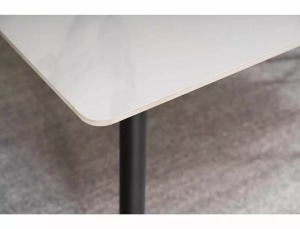 MASA DINING RION, 130 CM, EFECT DE MARMURA ALBA/NEGRU MAT, BLAT DIN CERAMICA SI PICIOARE DIN METAL, STIL MODERN - Img 6