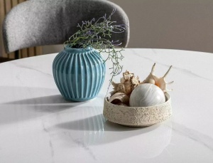 MASA DINING SOCRATES, 120 CM, EFECT DE MARMURA ALBA/STEJAR ARTISAN, BLAT DIN CERAMICA SI CADRU DIN MDF, STIL MODERN - Img 3