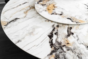 MASA DINING, SPIN 150CM, CU FARFURIE DETASABILA, METAL, STICLA/CERAMICA, MARMURA MULTICOLOR/ALBA, ARTIM GROUP SELECTION - Img 9