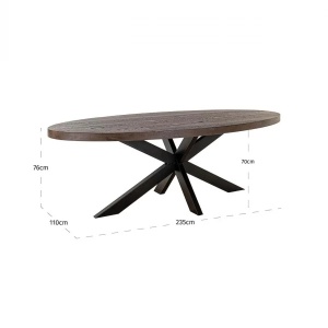 MASA DINING WATSON 235cm, REALIZATA DIN METAL SI LEMN DE STEJAR, CULOARE MARO/NEGRU, STIL MODERN, RICHMOND - Img 5