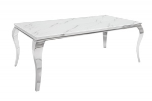MASA ELEGANTA, DE LUX 180CM, METAL ARGINTIU SI STICLA, CE IMITA MARMURA, ARTIM GROUP SELECTION - Img 5