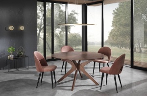 MASA ELEGANTA ROTUNDA DIN LEMN 137CM, TALLIN, COD 3999, STIL MODERN, REALIZATA DIN LEMN MASIV SI MDF