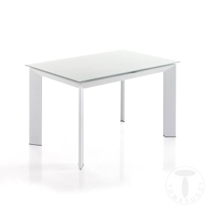 MASA EXTENSIBILA 120/170CM, BLADE 120 ALB, COD 2439, STIL MODERN, REALIZATA DIN METAL SI STICLA