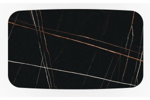 MASA EXTENSIBILA AVANGARD II, 160/240 CM, EFECT DE MARMURA NEAGRA/NEGRU, DIN CERAMICA, STICLA SI METAL, STIL MODERN - Img 6