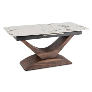 MASA EXTENSIBILA DOLCE, ARTIM MEBLE 160/200CM, BLAT DIN CERAMICA SI FURNIR, CULOARE MARMURA ALBA/NUC, STIL MODERN - Img 11