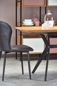 MASA EXTENSIBILA GUSTAVO, STEJAR AURIU/NEGRU, 140/180 CM, BLAT DIN MDF SI PICIOARE DIN METAL, STIL MODERN - Img 6