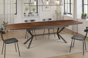 MASA EXTESIBILA DE MARI DIMENSIUNI, GRANDEZZA 180- 270CM, FURNIR LEMN DE NUC SI METAL, ASPECT NUC, ARTIM GROUP SELECTION