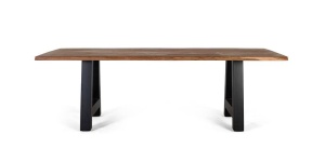 MASA LIVING 200CM, CULOARE NATUR/NEGRU, LEMN DE SALCAM SI METAL, GINER Y COLOMER