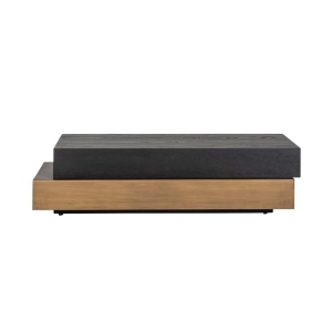 MASUTA DE CAFEA CAMBON 211172, CONFECTIONATA DIN LEMN MASIV DE STEJAR, FURNIIR SI MDF, CULOAREA NEGRU/AURIU/MARO, STIL MODERN - Img 5