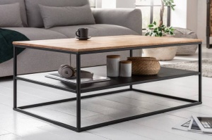 MASUTA DE CAFEA DIN METAL SI LEMN MASIV, APARTMENT 95CM, STIL INDUSTRIAL