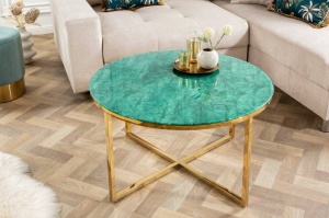 MASUTA DE CAFEA ELEGANCE 80CM, DIN STICLA SI METAL, VERDE/AURIU, COD 42161