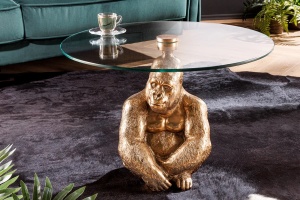 MASUTA DE CAFEA, KONG 60CM, AURIU, STICLA SI METAL, STIL MODERN, ARTIM GROUP SELECTION