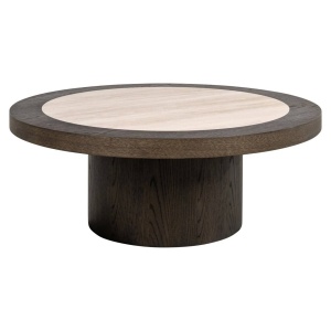 MASUTA DE CAFEA NANDO, 214217, CONFECTIONATA DIN FURNIR DE STEJAR, MDF, TRAVERTIN SI LEMN RECICLAT, MARO SI BEJ, STIL MODERN