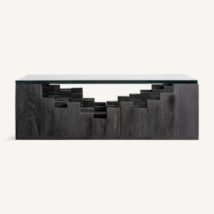 MASUTA DE CAFEA PETRIA 98CM, DIN LEMN DE MANGO SI STICLA, DESIGN EXCLUSIVIST, VICAL HOME