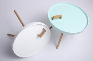 MASUTA DE CAFEA TITO ALBASTRA DIN MDF SI LEMN DE STEJAR STIL MODERN B2 - Img 7