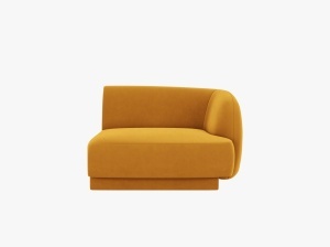 MODUL CANAPEA MILEY, PE DREAPTA, GALBEN, CU TAPITERIE DIN CATIFEA BLUVEL, MICADONI