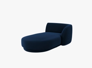 MODUL SEZLONG MILEY, PE DREAPTA, ALBASTRU ROYAL, CU TAPITERIE DIN CATIFEA BLUVEL, MICADONI
