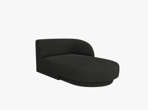 MODUL SEZLONG MILEY, PE DREAPTA, NEGRU, CU TAPITERIE DIN TEXTIL BOUCLE BALOO, MICADONI