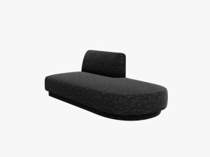 MODUL SEZLONG MILEY, PE DREAPTA, NEGRU, CU TAPITERIE DIN TEXTIL CHENILLE HAGA, MICADONI