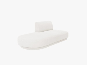 MODUL SEZLONG MILEY, PE STANGA, ALB, CU TAPITERIE DIN TEXTIL BOUCLE BALOO, MICADONI