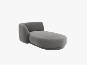 MODUL SEZLONG MILEY, PE STANGA, GRI DESCHIS, CU TAPITERIE DIN CATIFEA BLUVEL, MICADONI