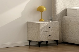 NOPTIERA, ART DECO 45CM, DIN LEMN DE MANGO, TEXTIL BOUCLE SI METAL, CULOARE GRI, ARTIM GROUP SELECTION