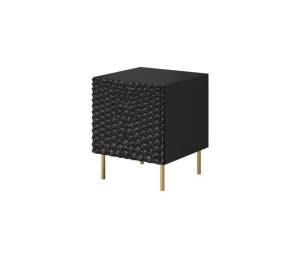 NOPTIERA, CAMA-HOLE-SZAFKI-NOCNE-CZ/CZ, NEGRU MAT, DIN PLACI LAMINATE SI MDF, DESIGN MODERN - Img 3