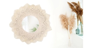 OGLINDA BAIE REA BOHO 322051, 60CM, NATURAL, DIN STICLA, CALITATE SUPERIOARA - Img 7
