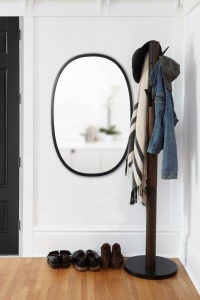OGLINDA DE PERETE OVALA HUB, NEAGRA, 91X61 CM, RAMA DIN CAUCIUC, STIL MODERN, B2 - Img 2