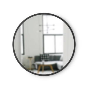 OGLINDA DE PERETE ROTUNDA, HUB, NEAGRA, 46 CM, STIL MODERN, B2