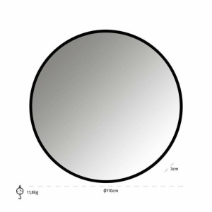 OGLINDA DECORATIVA ROTUNDA MAEVY, NEAGRA, 110 CM, STIL MODERN, B2 - Img 2