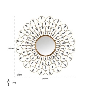 OGLINDA DECORATIVA ROTUNDA PAUWEL, AURIE, 90 CM, STIL MODERN, B2 - Img 3