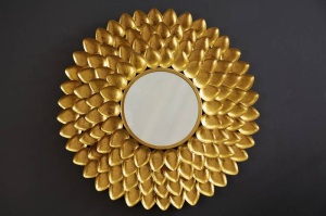 OGLINDA MODERNA 90CM,FLOWER, COD 41762, STIL MODERN, REALIZATA DIN METAL DE CULOARE AURIE - Img 3