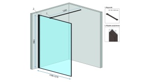 PARAVAN DE DUS REA BLER, 120CM, NEGRU, DIN STICLA, CALITATE SUPERIOARA - Img 3