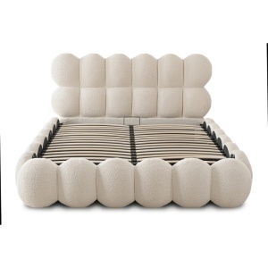 PAT 160X200CM, ARTIM MEBLE, CU SPATIU DE DEPOZITARE, REALIZAT DIN TEXTIL BOUCLE CREM, STIL MODERN