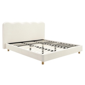 PAT 160X200CM, ARTIM MEBLE, CU SPATIU DE DEPOZITARE, REALIZAT DIN TEXTIL BOUCLE CREM, STIL MODERN - Img 4