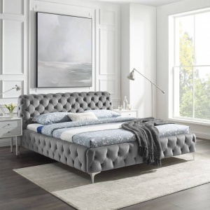 PAT DIN CATIFEA, BAROCK 180X200CM, DE CULOARE GRI, MODEL DEOSEBIT