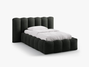 PAT SINGLE LUPINE, NEGRU, CU TAPTERIE DIN TEXTIL BOUCLE BALOO, MICADONI