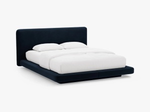 PAT TAPITAT LINEA, 160X200, ALBASTRU ROYAL, CU TAPITERIE DIN CATIFEA MAGIC VELVET, MICADONI
