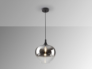 PENDUL OPAZ, 29 CM, NEGRU MAT/FUMURIU, DIN METAL SI STICLA, STIL MODERN