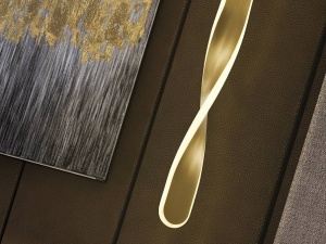 PENDUL TWIST, 12 CM, AURIU PERIAT, DIN METAL SI ACRIL, STIL MODERN - Img 3