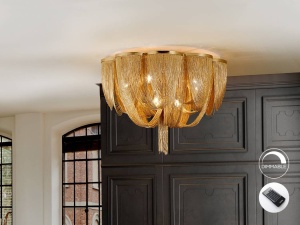 PLAFONIERA MINERVA, CU TELECOMANDA, 68 CM, NICHEL, DIN METAL, STIL MODERN