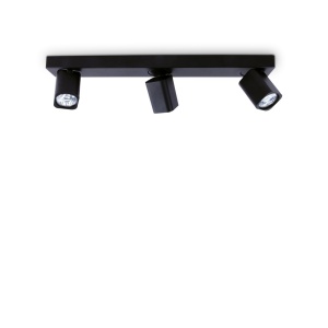 PLAFONIERA RUDY PL3 SQUARE, NEGRU, DIN ALUMINIU, STIL MODERN