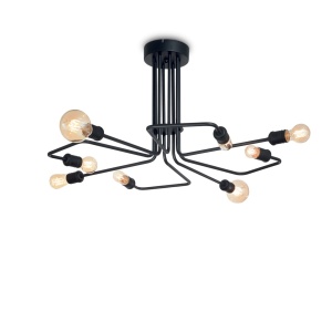 PLAFONIERA TRIUMPH PL8, NEGRU, DIN METAL, STIL INDUSTRIAL