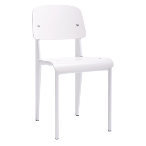 SCAUN ALB DIN LEMN CU CADRU METALIC SCHOOL STIL MODERN B2