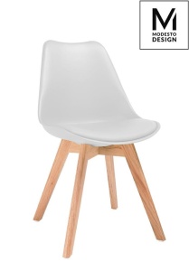 SCAUN ALB DIN POLIPROPILENA CU PICIOARE DIN LEMN NORDIC STIL MODERN B2 - Img 4